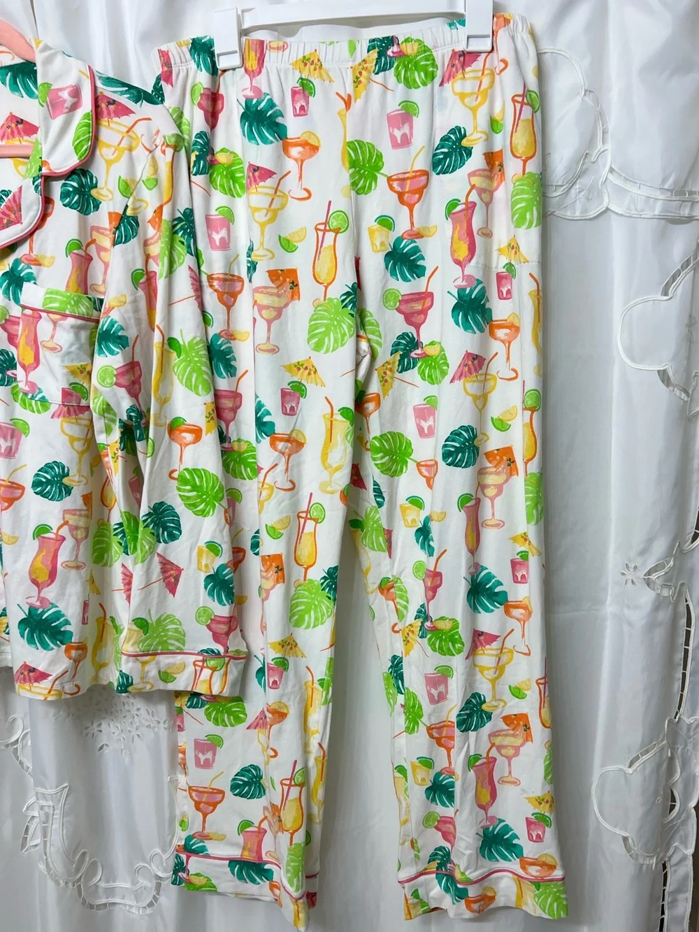 BedHead PJs Tropical Cocktail Monstera Pajama Set Cotton Size L